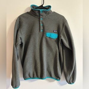 PATAGONIA SYNCHILLA SNAP T FLEECE PULLOVER | GREY AND TEAL MEDIUM